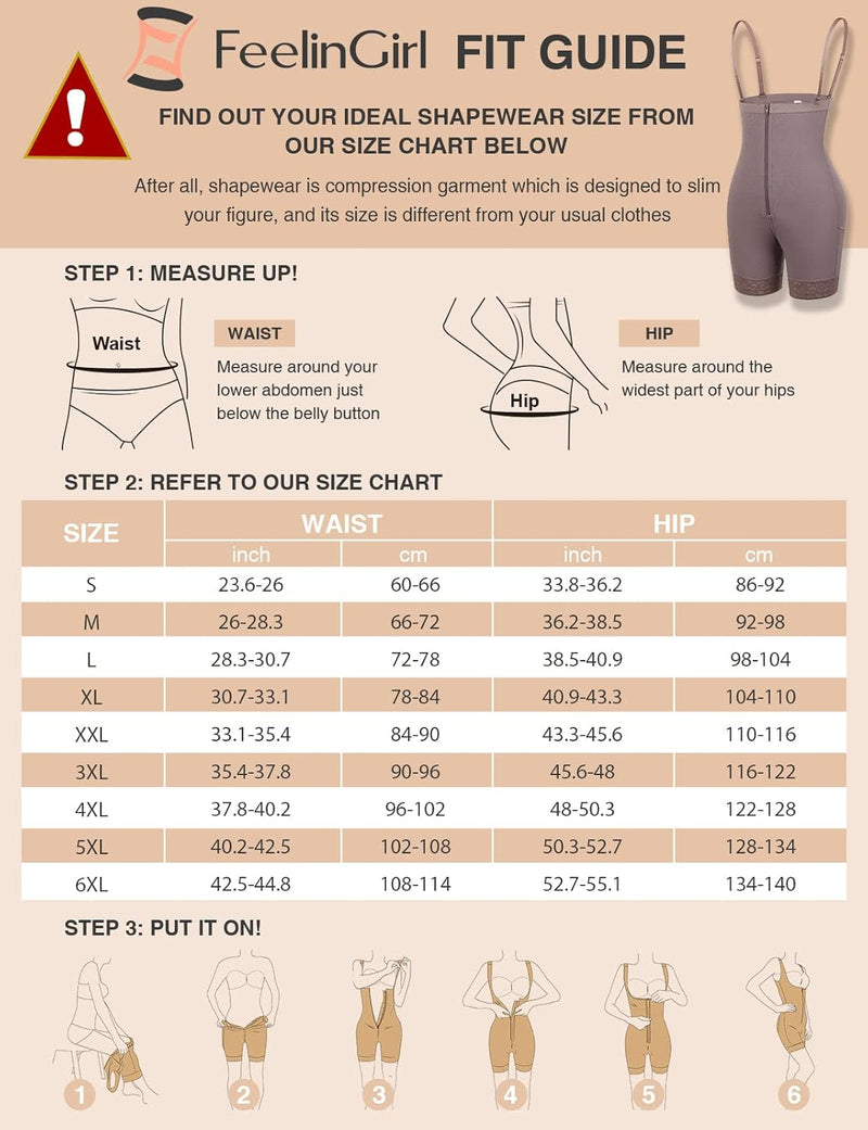 FeelinGirl Miederhose Stark Formend Hohe Taille Shaping Hose Bauchweg für Damen Fajas mit Abnehmbare