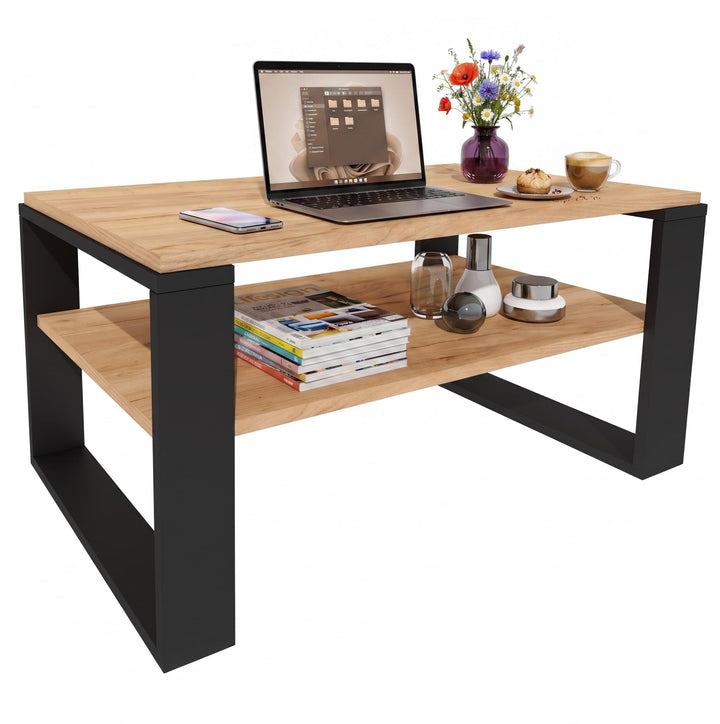Couchtisch 91×51 cm – Wohnzimmertisch aus Holzwerkstoff, Stabiler & moderner Kaffeetisch mit zusätzl