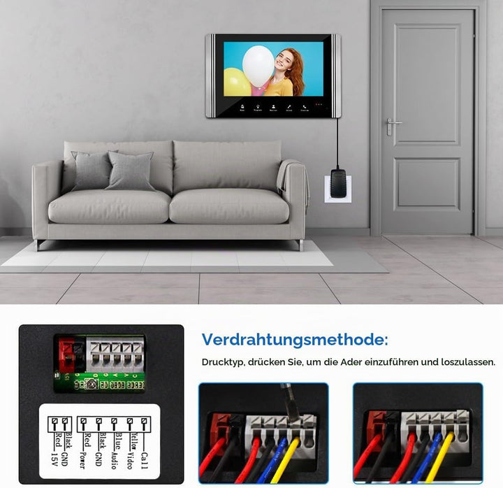 OBO HANDS Verdrahtete Video-Gegensprechanlage 7 Zoll Video-Türklingel Tür System Kits Unterstützung