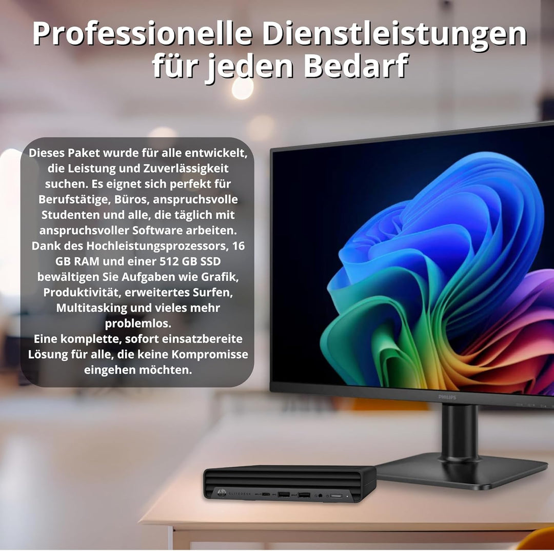 HP Bundle EliteDesk 600 G6 Mini-PC | Intel Core i5-10500T | 16 GB RAM | 512 GB SSD Nvme Monitor 27"