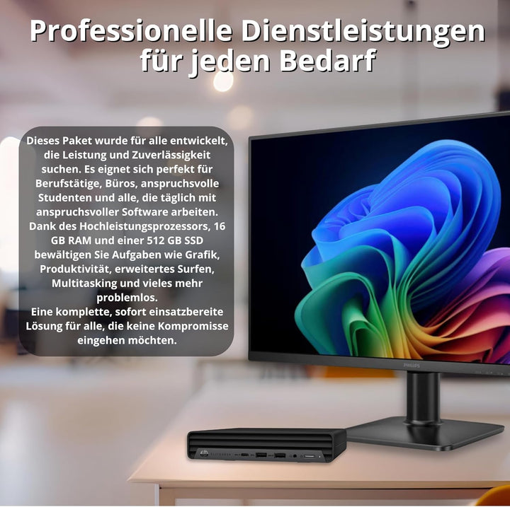 HP Bundle EliteDesk 600 G6 Mini-PC | Intel Core i5-10500T | 16 GB RAM | 512 GB SSD Nvme Monitor 27"