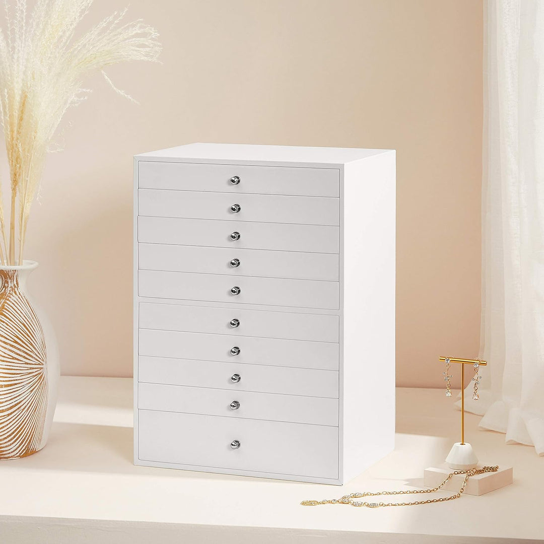 SONGMICS Schmuckkästchen, Schmuckschatulle mit 10 Ebenen, grosse Schmuckbox aus Kunstleder, mit Schu