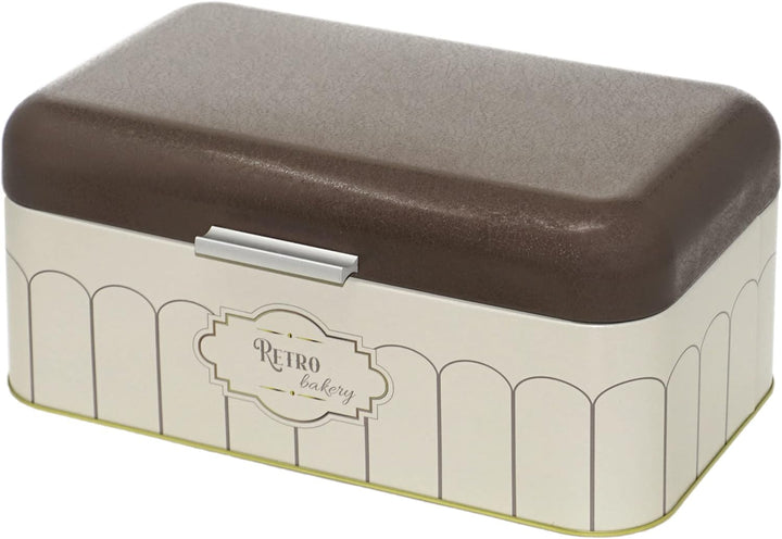 Lashuma Eckige Brotbox Retro, Brotdose gross aus Blech 36x21 cm, Aufbewahrungsbehälter für Brot, Ret