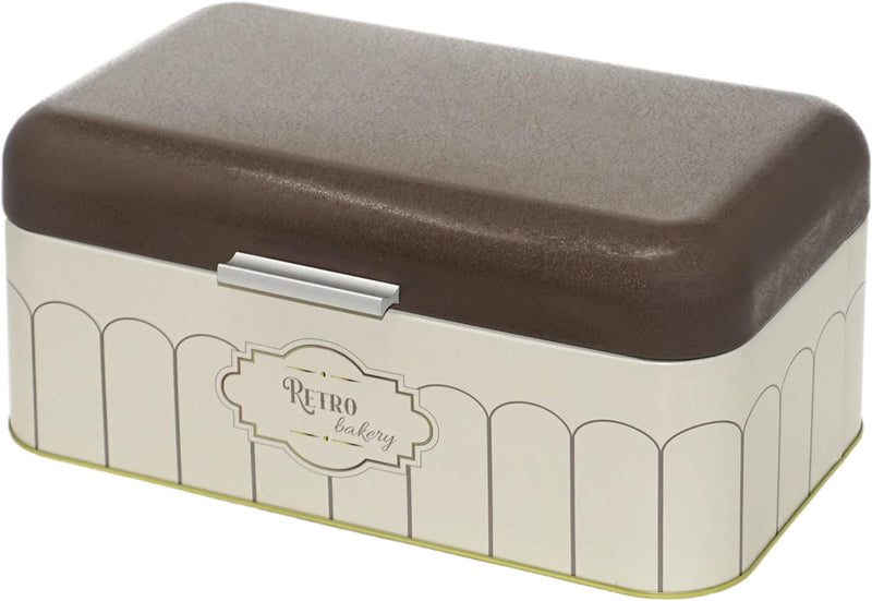 Lashuma Eckige Brotbox Retro, Brotdose gross aus Blech 36x21 cm, Aufbewahrungsbehälter für Brot, Ret