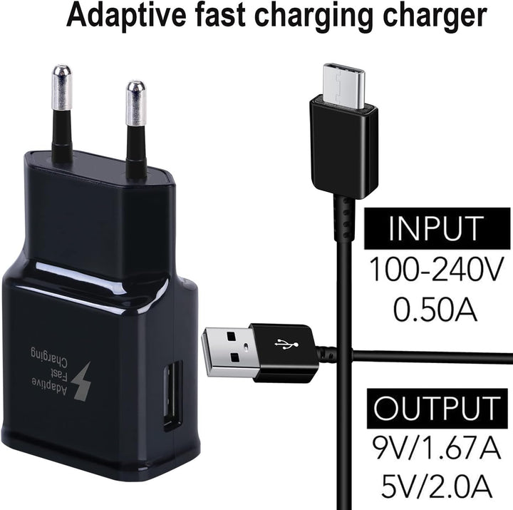 (2er Pack) USB Ladegerät Stecker mit USB Typ-C Ladekabel 1,5m Für Samsung Galaxy S21, S20, S10, S9,