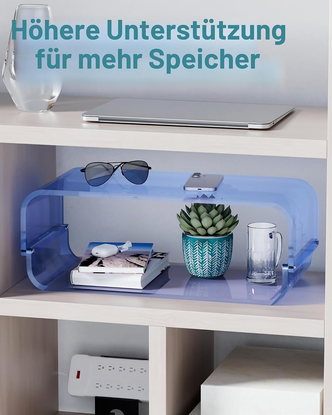 Monitorständer Acryl 2er-Set, 2-Ebenen Bildschirmerhöhung Modular, PC Monitor-Erhöhung, Schreibtisch