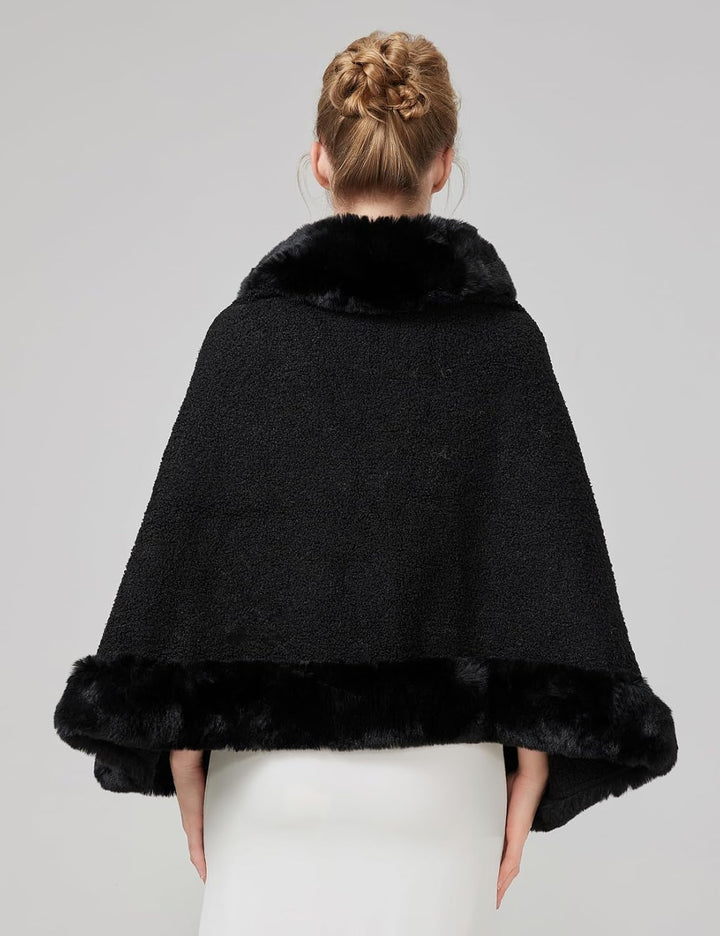 BEAUTELICATE Damen Kunstpelz Stola Brautjacke Bolero Winter Brautschal Mantel für Hochzeit Festlich