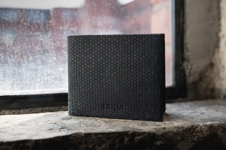 Geldbörse mit Münzfach Made in Germany Nubuk Honeycomb Anthrazit | Herren Portemonnaie Leder mit Sch