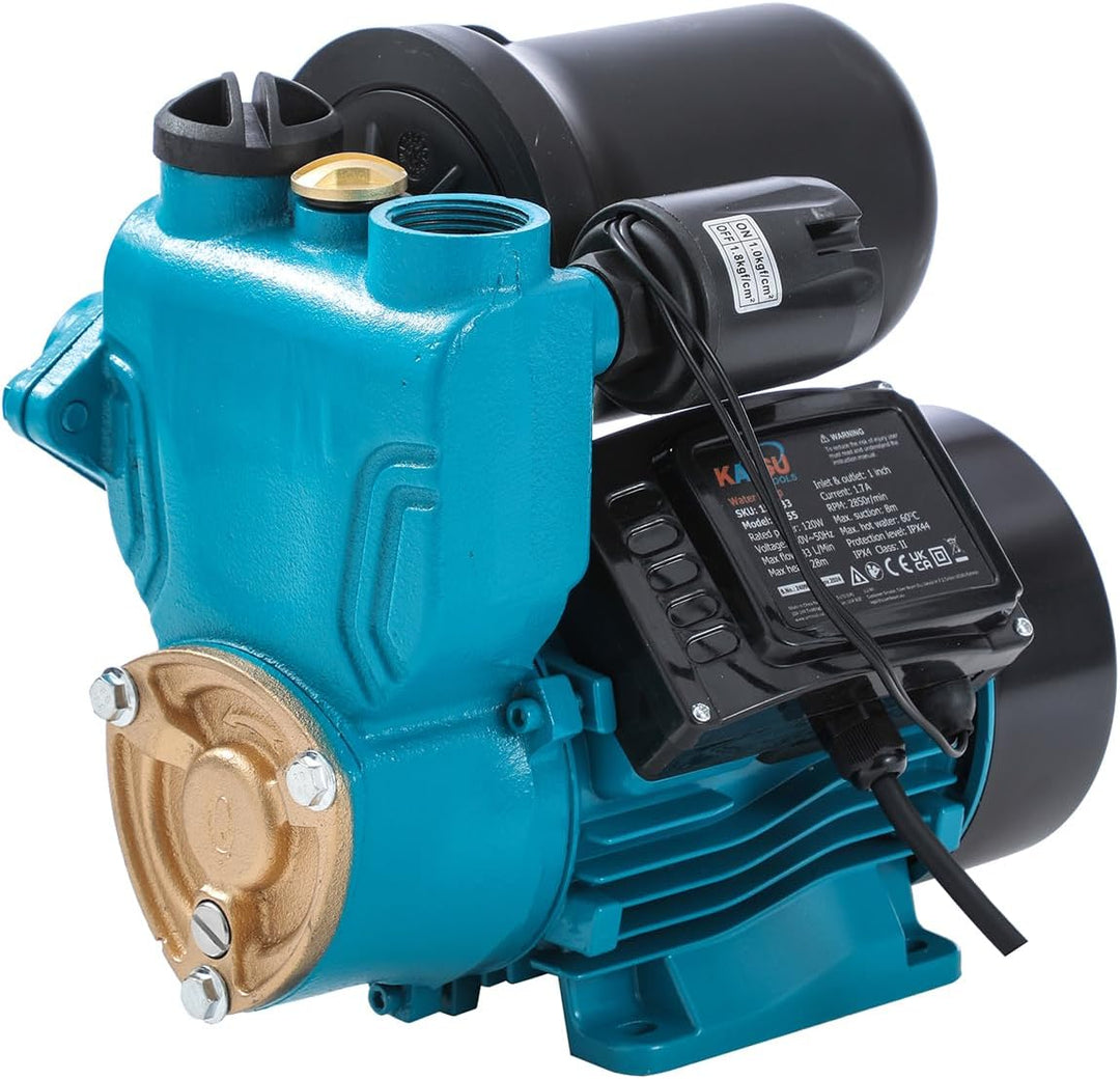 KATSU Wasserpumpe Hauswasserwerk Gartenpumpe 150W, Abschaltautomat mit einstellbarer Druckregelung,