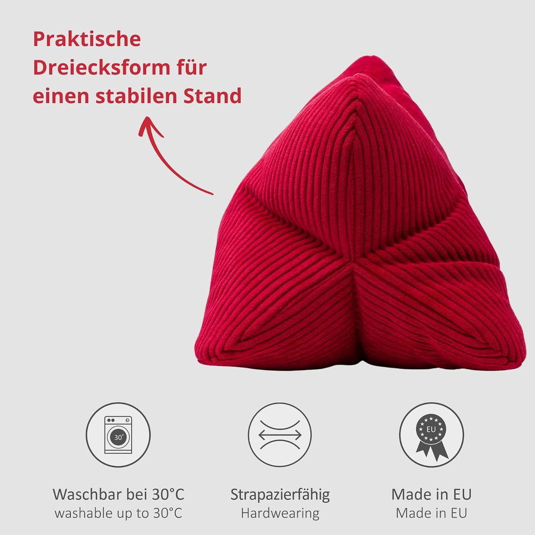 liebling Cord Lesekissen für Bett und Sofa, Bücherkissen, Lesehilfe, 40x25 cm, Leseknochen, Serie Ve