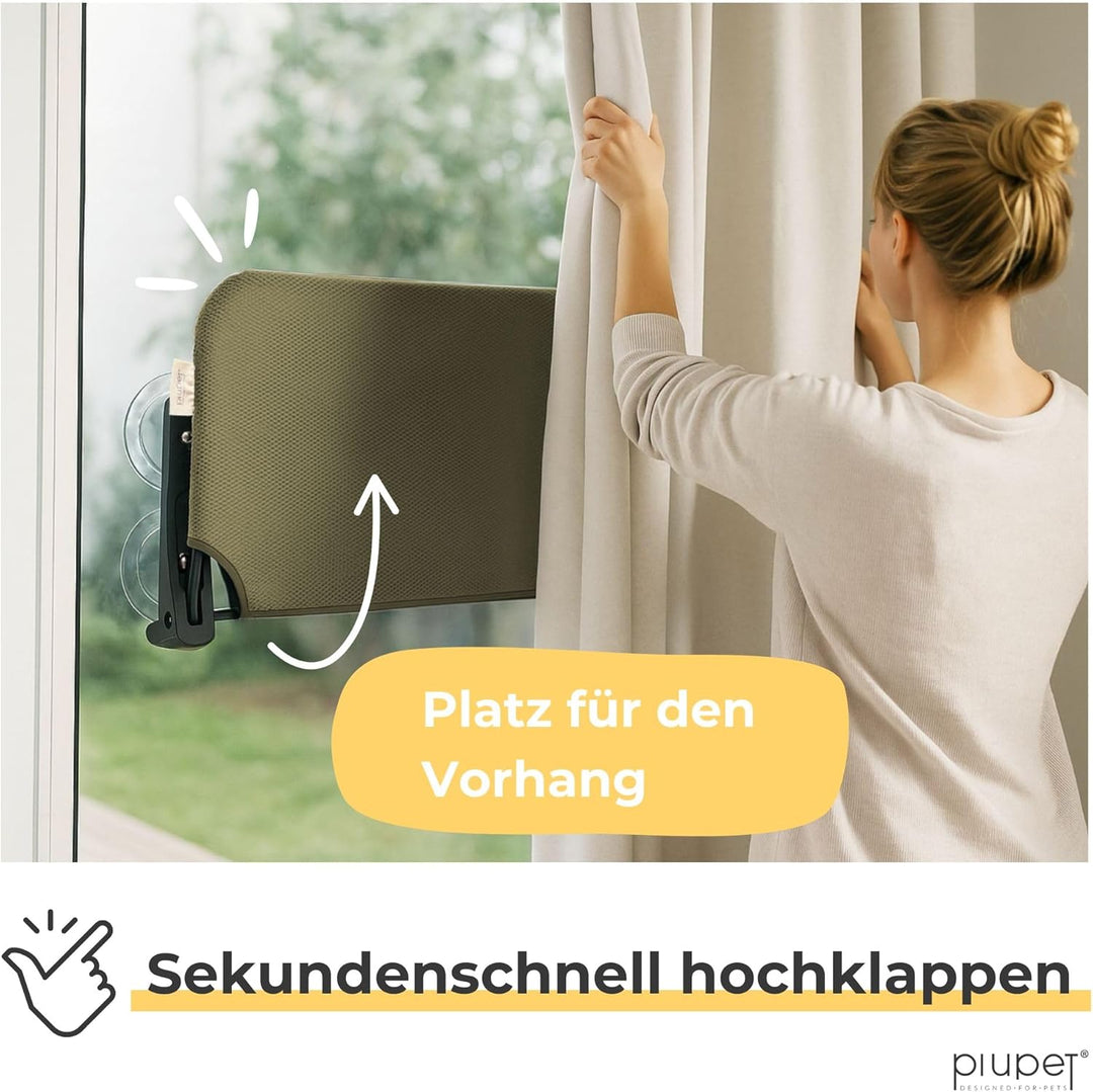 PiuPet Schwebende Katzenfensterliege – Klappbare & platzsparende Katzenliege mit Saugnäpfen I Wendba