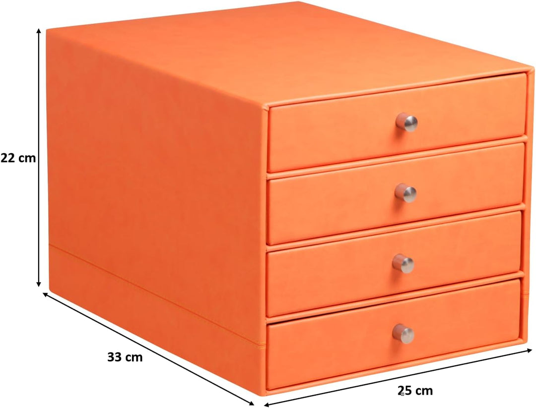 Rhodia 318964C Schubladenbox (mit 4 Schubladen, Griffe aus Metall, Kunstleder, elegant und praktisch