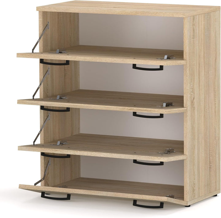 MRBLS_HOME Schuhschrank 71,2 x 82,9 x 35 cm (B/H/T) – Schmale Kommode mit 4 Klappen - Aufbewahrungsk