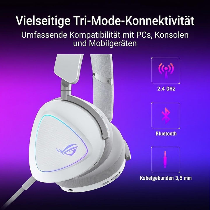 ASUS ROG Delta II White kabelloses RGB Gaming Headset (SpeedNova, Bluetooth, 2,4 GHz, 3,5-mm-Anschlu