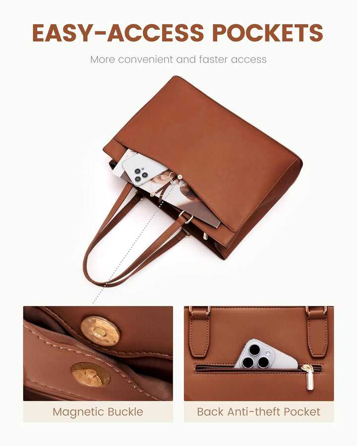 LOVEVOOK Laptoptasche Handtasche Damen 15,6 Zoll, Leicht Aktentasche Arbeitstasche Gross, Elegant La