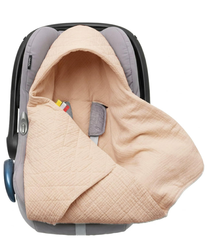 Musselin Einschlagdecke Baby für Babyschale & Kinderwagen - Universal 3/5-Punkt-Gurt - 100% Baumwoll