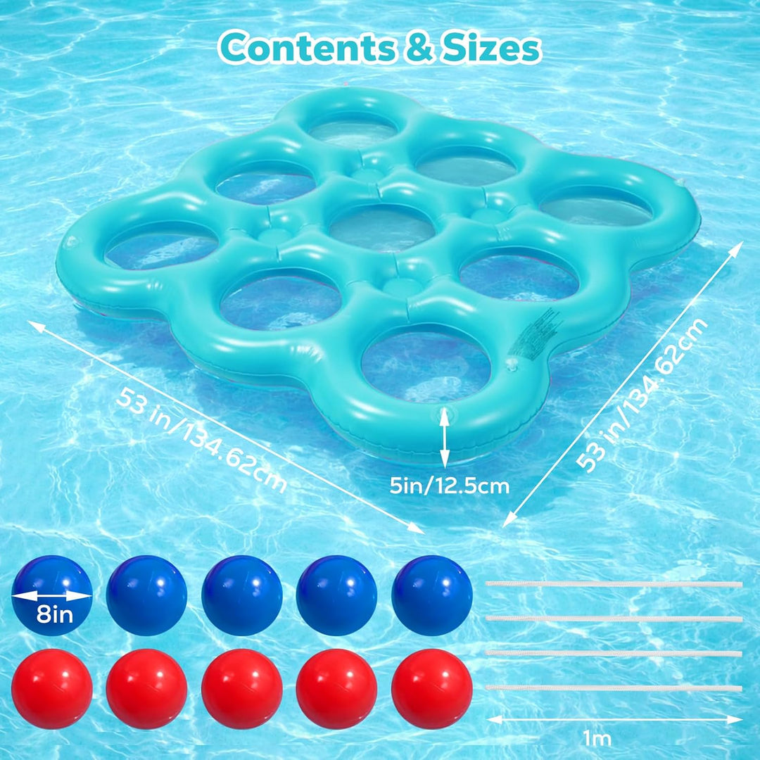 MoKo Tic-Tac-Toe Wasserspiel-Set für den Pool, Aufblasbare Pool-Schwimmhilfe mit 10 Bällen, Spiele f