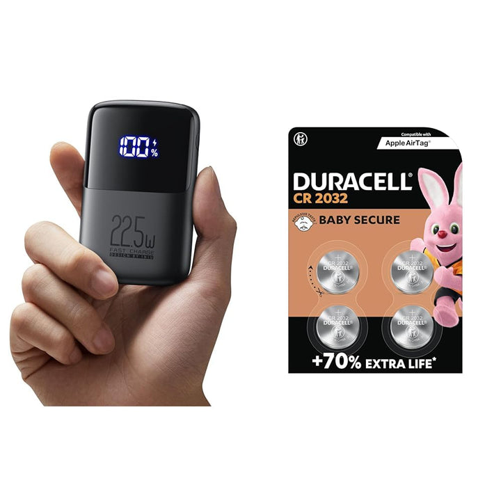 INIU Power Bank, 22.5W Fast Charging 10000mAh PowerBank & Duracell CR2032 Knopfzellen, CR 2032 Lithi