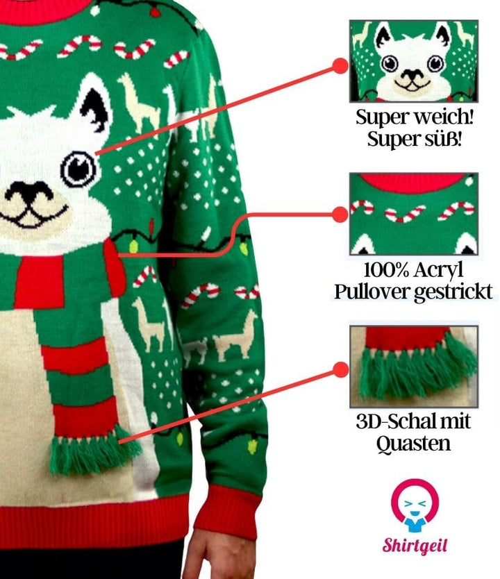 Pullover Herren Damen Strickpullover Weihnachtspullover Herren Damen T-Rex Sweater L Multicolor Llam