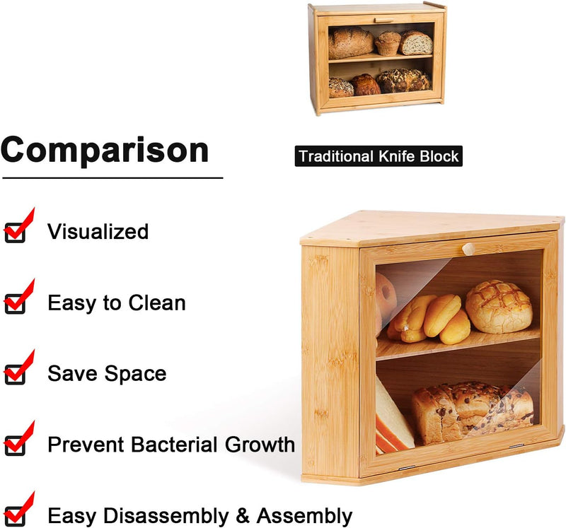 Leader Accessories Brotkasten Bambus Brotbehälter lebensmittelecht Brotaufbewahrung pflegeleicht 32x