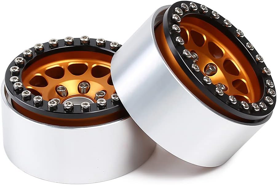 INJORA 4PCS 1,9 Beadlock Felgen Metall Räder Felge Set für 1:10 RC Rock Crawler Axial SCX10 pro SCX1