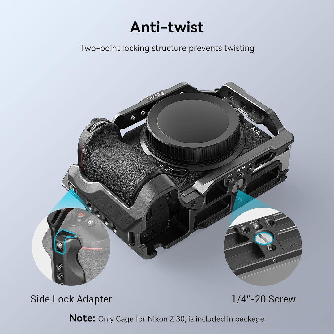 SMALLRIG Z 30 Cage für Nikon Z 30 Camera, Video Vlog Cage mit Integriertem Kaltem Schuh, Schnellfrei