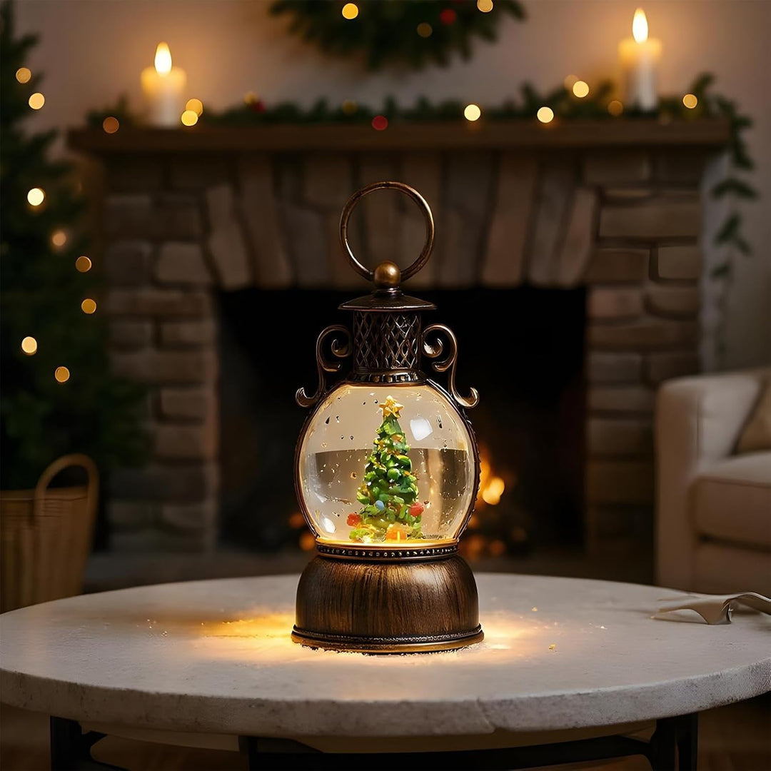 Weihnachts Schneekugel Laterne | 6-Stunden Timer mit Musik - Weihnachtliche Leuchtende Schneekugel D