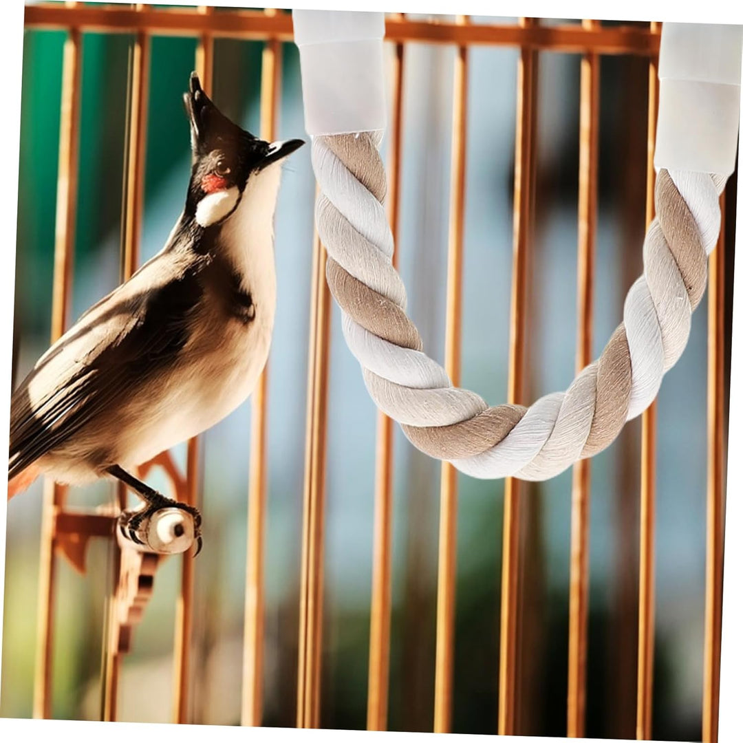 Milisten 3er Set Biegsame Vogelsitzstangen - Buntes Baumwollseil Kletterseil für Wellensittiche, Nym