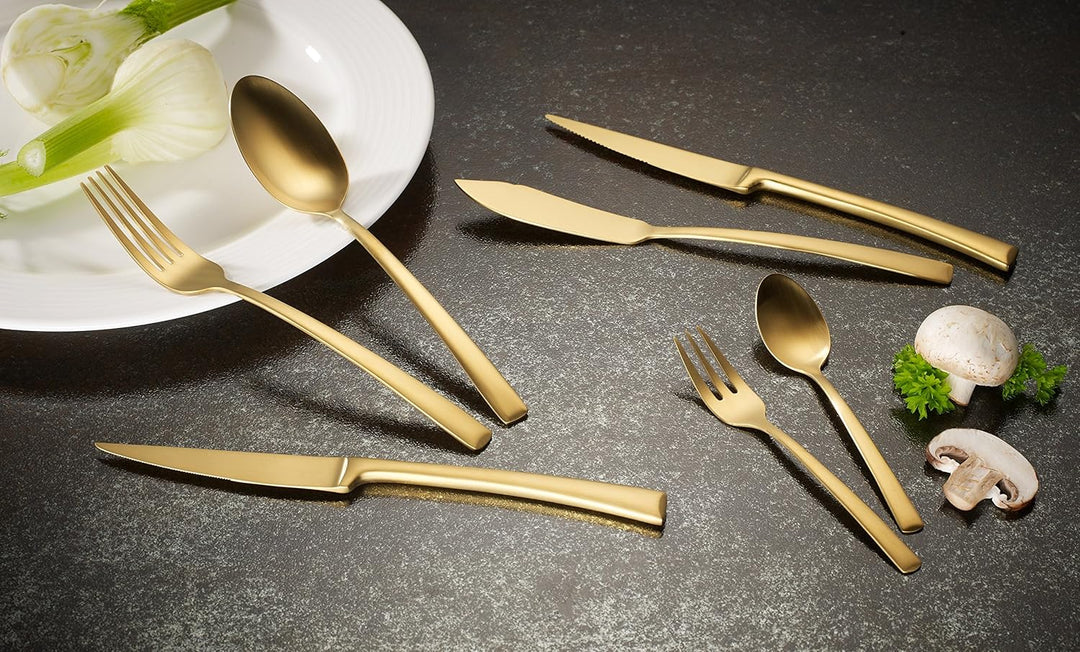 ECHTWERK Tafelbesteck Avelino, Gold Edition, 42-teilig, Essbesteck für bis zu 6 Personen, Edelstahl