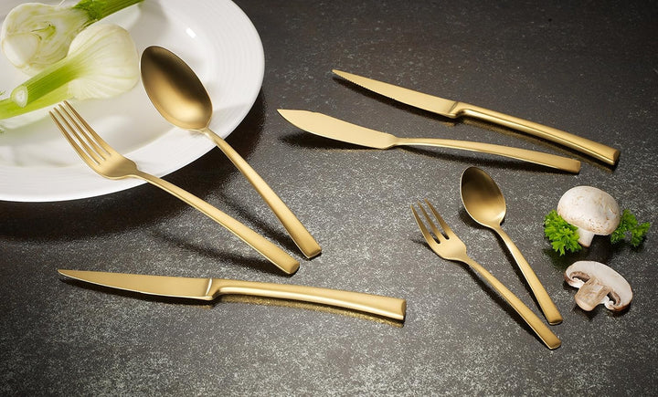 ECHTWERK Tafelbesteck Avelino, Gold Edition, 42-teilig, Essbesteck für bis zu 6 Personen, Edelstahl