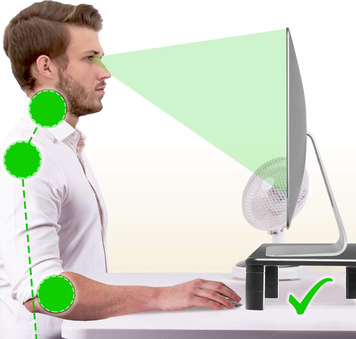 Duronic DM055 Monitorständer 40×28 cm – höhenverstellbarer Bildschirmständer 4–15 cm mit Handyhalter