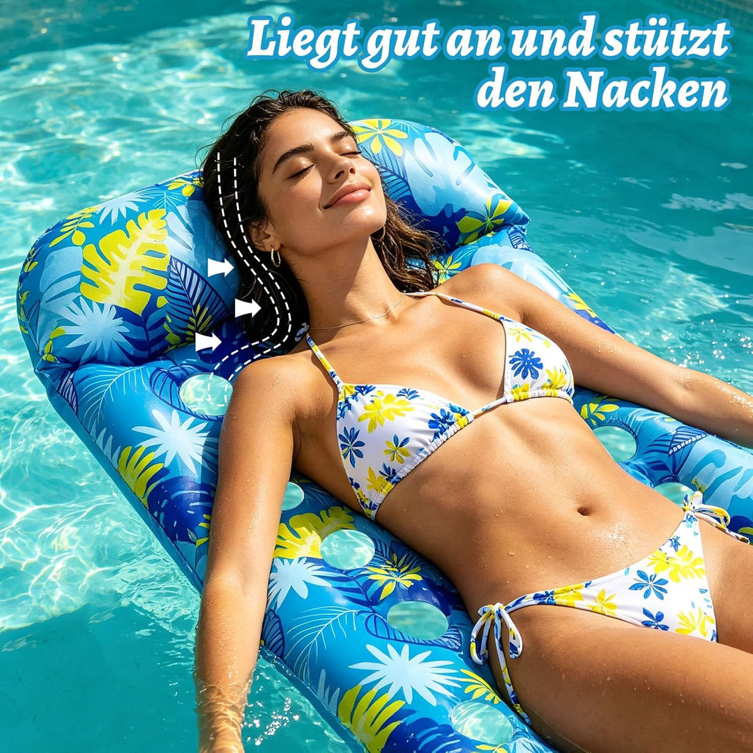 Luftmatratze Pool, Floaty Schwimmmatratze Mit Kopfstütze Erwachsene Schwimmende Wasserspass Schwimme