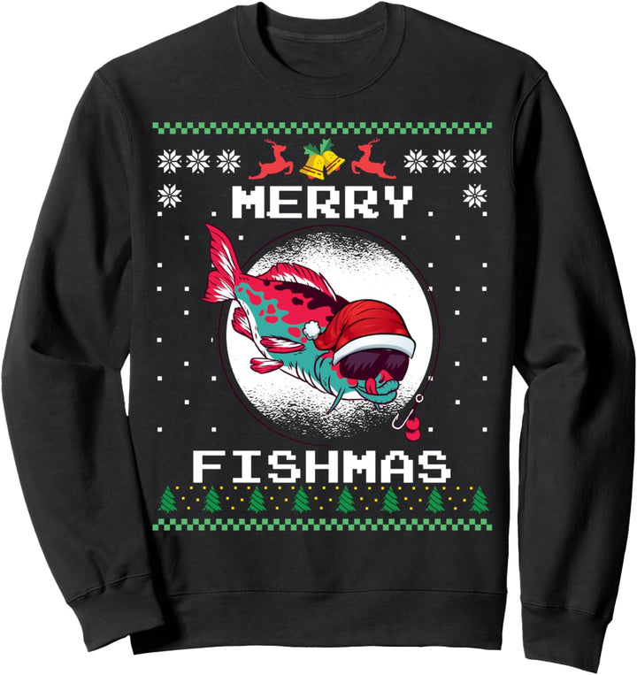 Merry Fishmas Weihnachten Angler Angeln Sweatshirt