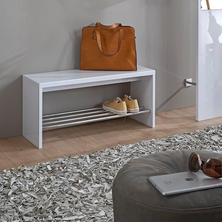 HAKU Möbel 95330 Bank 81 x 30 x 40 cm, weiss / chrom B 81 x T 30 x H 40 cm Weiss-chrom, B 81 x T 30