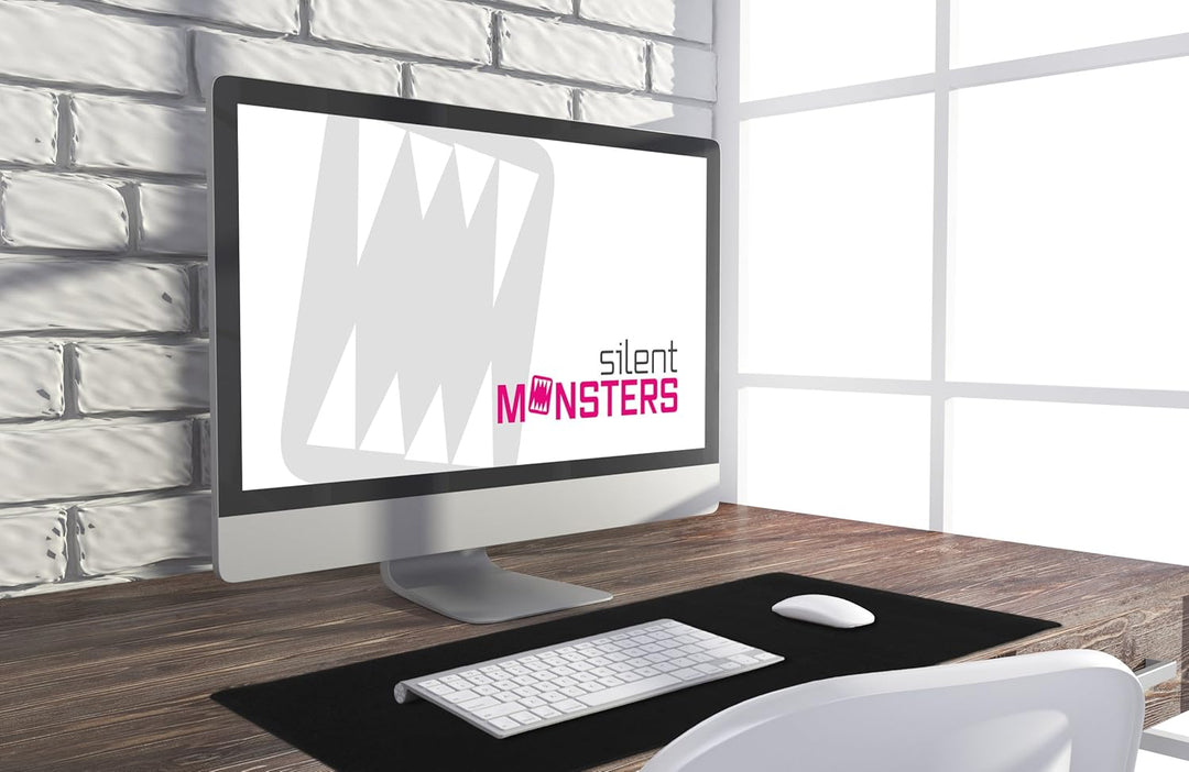 Silent Monsters Mauspad XXL 900 x 400 mm grosses Mousepad - Gross Schwarz - Vernähter Rand, rutschfe