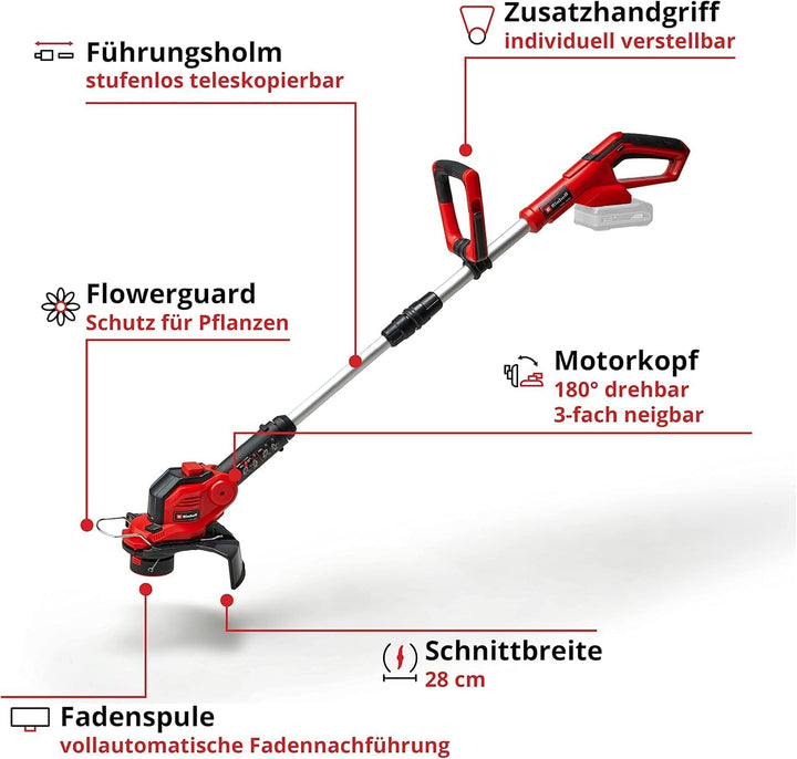 Einhell Akku-Rasentrimmer GE-CT 18/28 Li-Solo Power X-Change (Li-Ion, 18 V, 28 cm Schnittbreite Fade