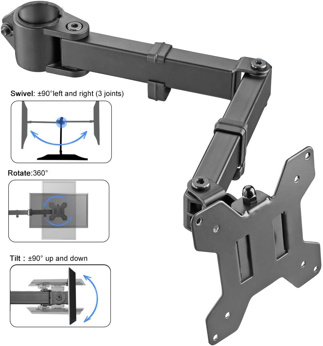 Suptek Single Swivel Arm und VESA Plat für alle Monitorständer MD6DB, Schwarz