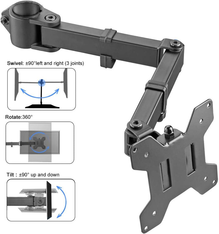 Suptek Single Swivel Arm und VESA Plat für alle Monitorständer MD6DB, Schwarz