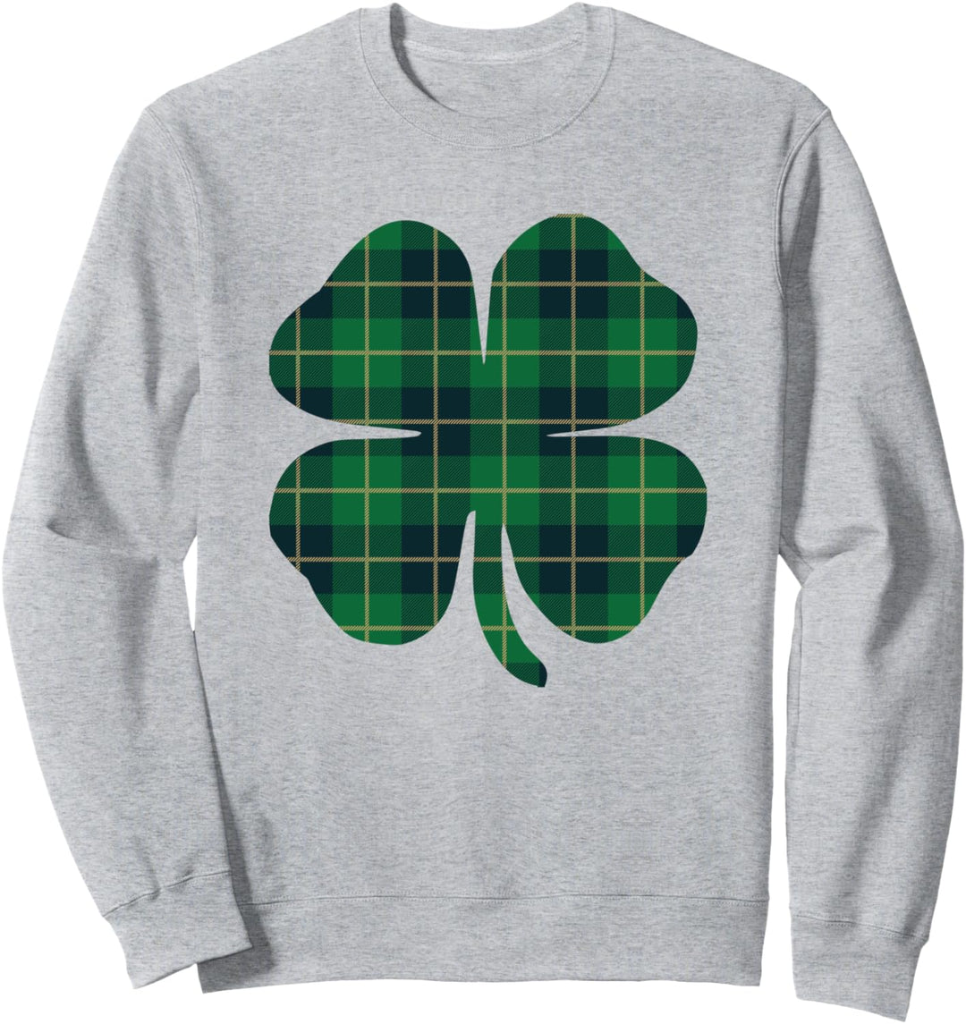 Green Buffalo Plaid Four Leaf Clover St. Patrick's Day Sweatshirt