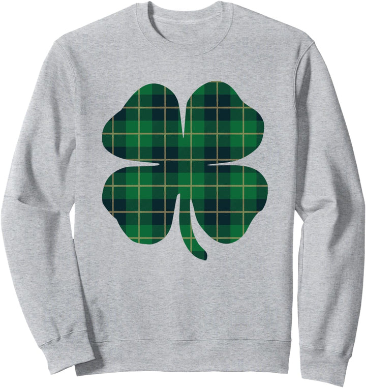 Green Buffalo Plaid Four Leaf Clover St. Patrick's Day Sweatshirt