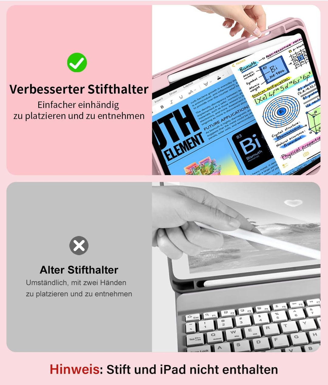 Hülle mit Tastatur für iPad A16 11/10 Generation (2025/2022 | 11/10.9 Inch Bluetooth Magnetische Tas