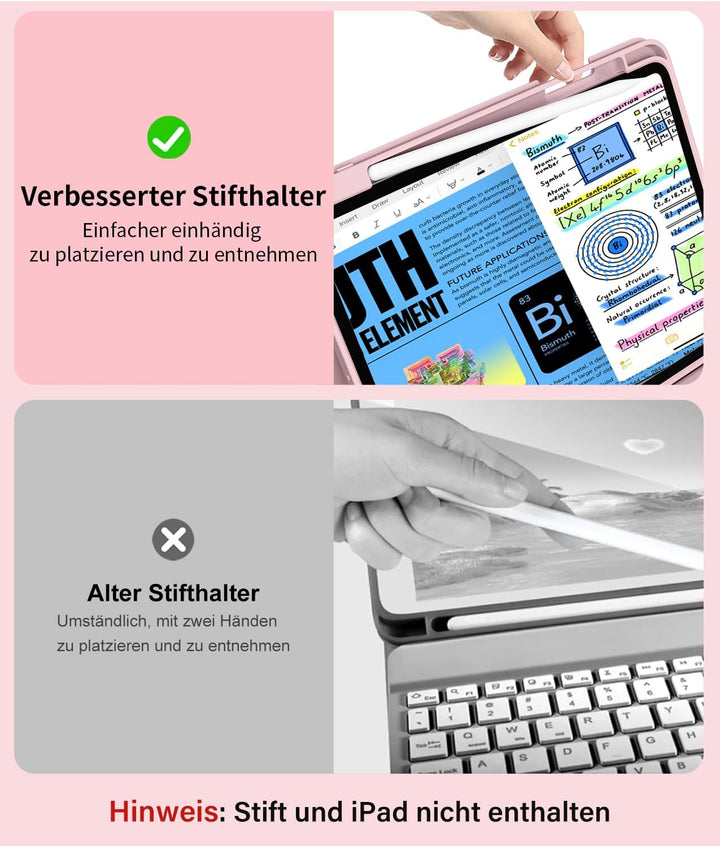 Hülle mit Tastatur für iPad A16 11/10 Generation (2025/2022 | 11/10.9 Inch Bluetooth Magnetische Tas