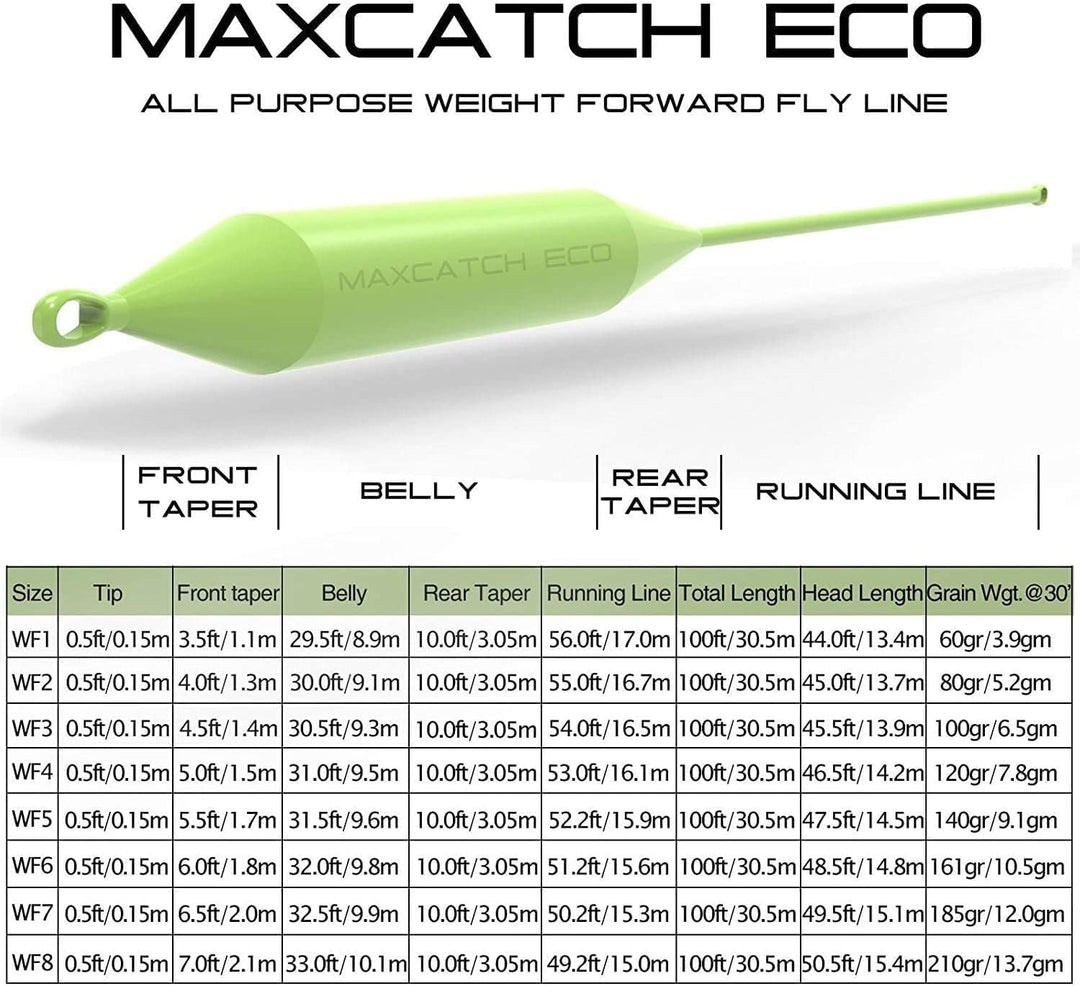 Maximumcatch Fliegenfischen Schnur mit Schlaufen, schwimmende Fliegenschnur 30,5m lang, WF3F/4F/5F/6