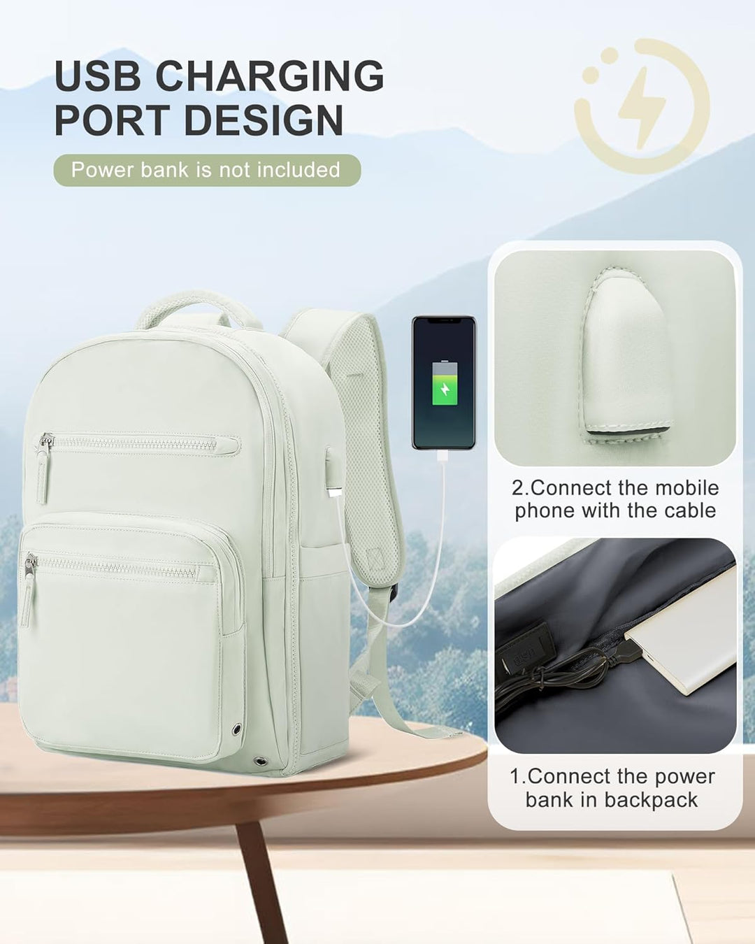 winspansy Reiserucksack Rucksack Damen, Weekender Rucksäcke Handgepäck Flugzeug Arbeitsrucksack Wass