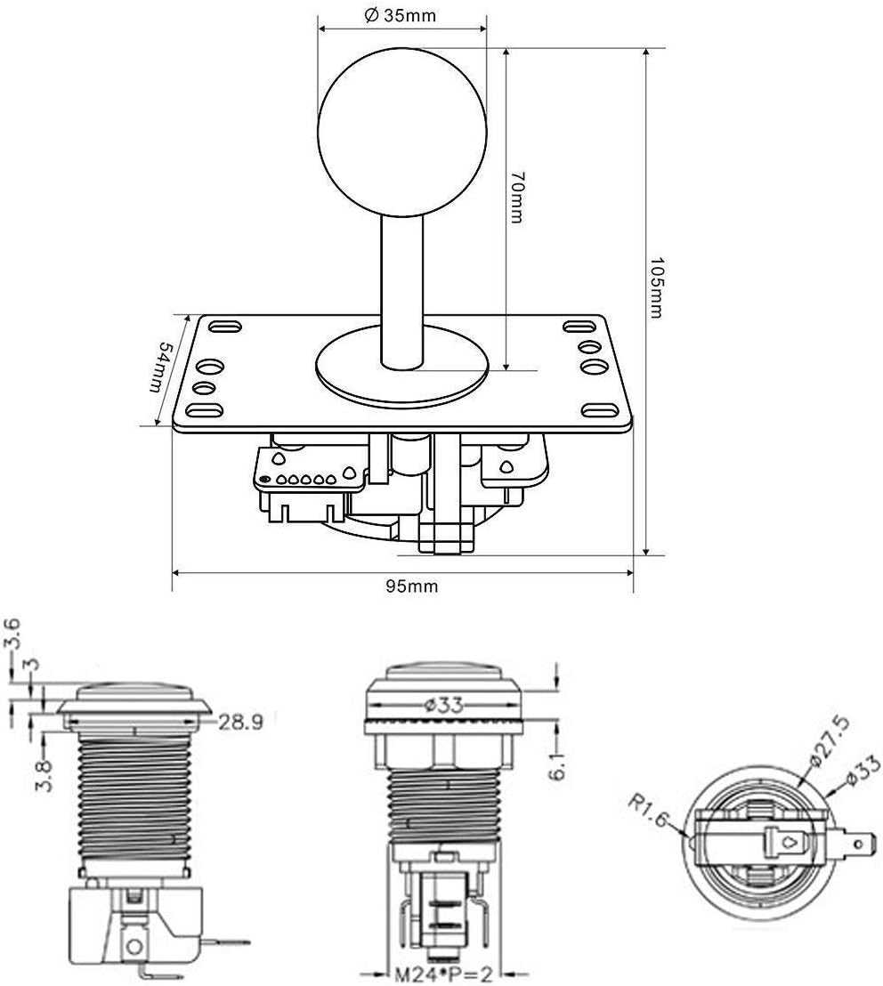 EG STARTS Arcade Schrank Teile 2x 8-Wege-Joystick + 16x LED beleuchtet Push Button + 2 Spieler + Mün