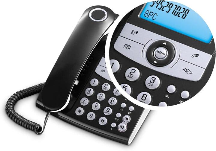 SPC Elegance ID – Festnetztelefon mit beleuchtetem Display, 2 Direktspeichern, Telefonbuch, Anrufer-