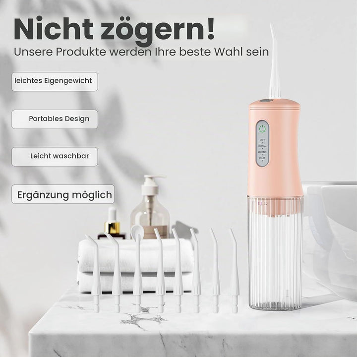 Kabellose Zahnseide für Zahnreinigung Pick - Elektrische Zahndusche mit 4 Reinigungsmodi & 8 Strahls