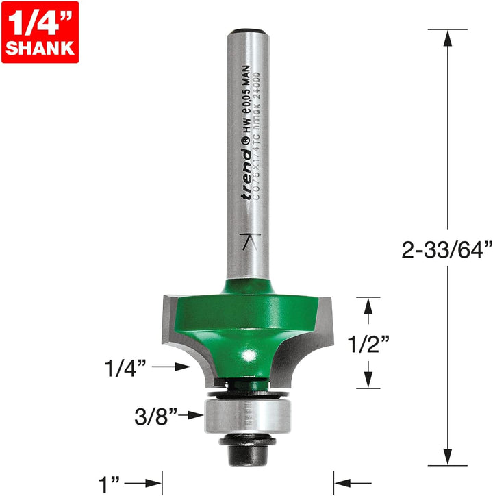 Trend - Abgerundet über 6,3 Radius x 12,7mm geschnitten - C076X1/4TC Rund/über 6,3 mm Rad x 12,7 mm