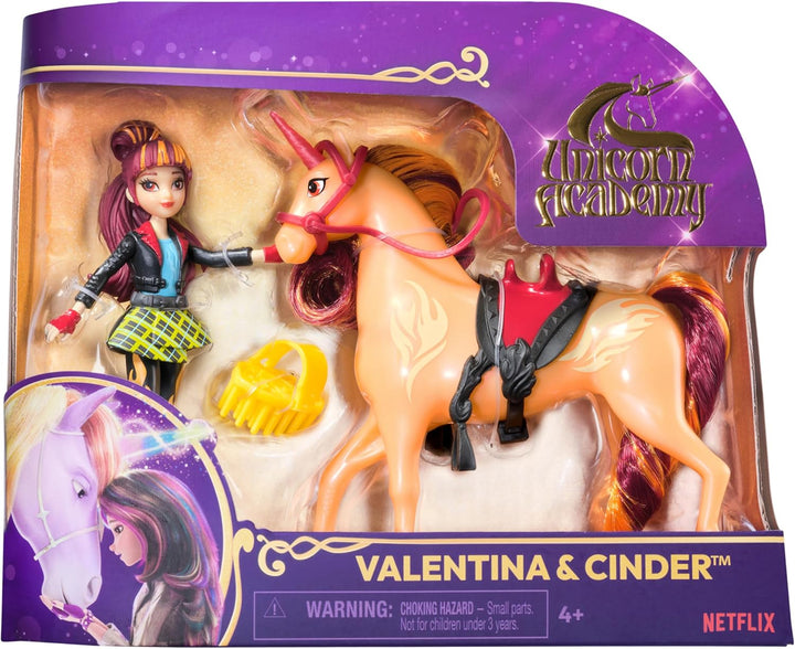 Unicorn Academy Valentina und Einhorn Cinder Set - ca. 12 cm grosse Originalfiguren zur beliebten Ne