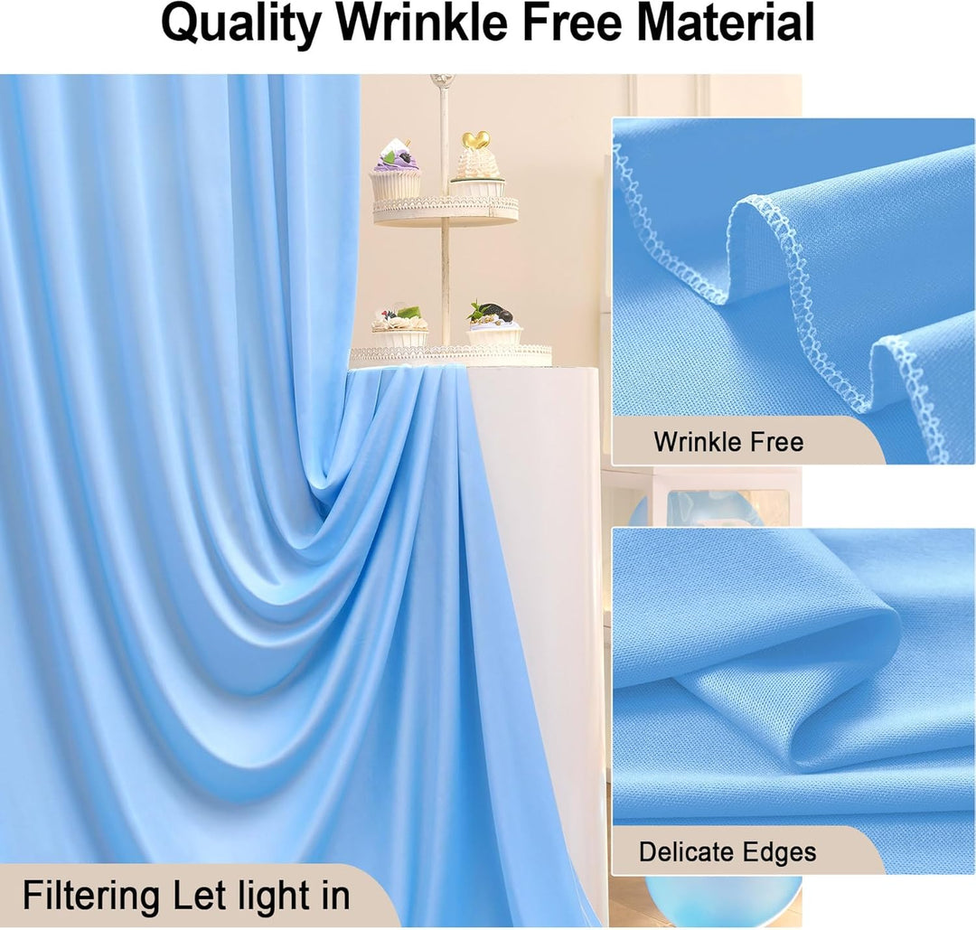 3×3 m Baby Blau Hintergrund Vorhang, Deko Hochzeit Party Junge's Geburtstag Geschlecht Aufdecken Fot